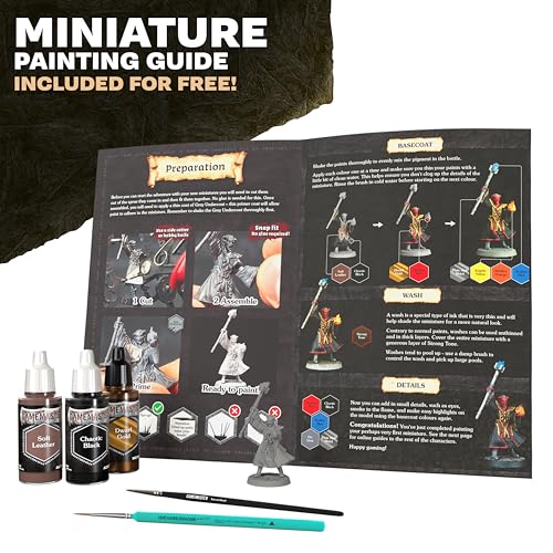 The Army Painter GameMaster: Adventure Starter Role-Playing Paint Set Combo, 15 x 18 mL Warpaints Fanatic Acrylic Paints, incl. a Brush-On Primer, 5 x 32 mm Miniatures & 2 Brushes - for Warhammer & D&D | Warpaints Fanatic Acrylic Paints Incl. 1 base paint