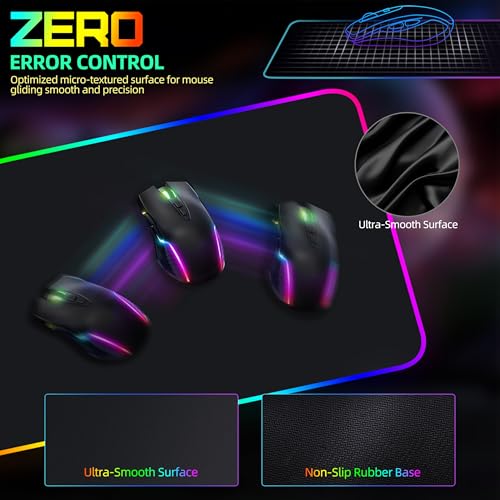 Mouse Pad with Wireless Charging, Large Desk Mat with Adapter, 31.5"x15.7" | RGB Gaming Mousepad with Ultra-Smooth Surface, Non-Slip Rubber Base, Waterproof Computer Keyboard Pad for Gamer, Black - color: Black-rgb(with Charger & Cable)