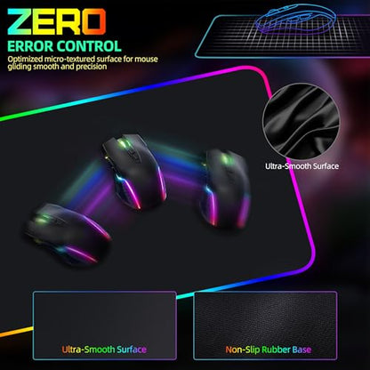 Mouse Pad with Wireless Charging, Large Desk Mat with Adapter, 31.5"x15.7" | RGB Gaming Mousepad with Ultra-Smooth Surface, Non-Slip Rubber Base, Waterproof Computer Keyboard Pad for Gamer, Black - color: Black-rgb(with Charger & Cable)