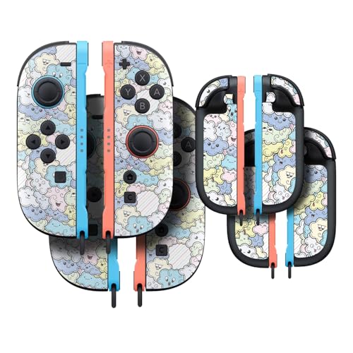 Glossy Glitter Gaming Skin Compatible with Nintendo Switch 2 Joy-Con Controller 2 Pack - Cloud Pals - Premium 3M Vinyl Protective Wrap Decal Cover - Easy to Apply | Crafted in The USA by MightySkins - color: Cloud Pals, size: 2 Pack of Joy-Con Skins, styl