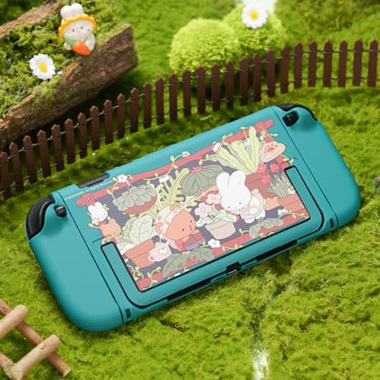 GeekShare Protective Shell Compatible with Switch 2, Kawaii Cartoon Dockable Case for Switch 2, Anti-Scratch and Shock-Absorption Design Cover Skin - Bunny Garden - size: For Switch 2