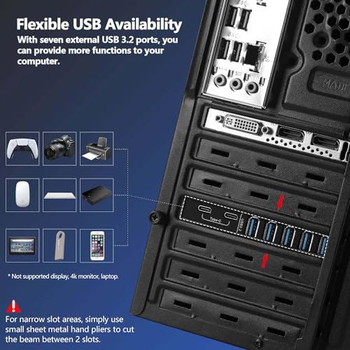 10Gbps PCIe USB 3.2/3.1 Gen 2 Expansion Card 7-Ports (2X USB C and 5X Type-A) PCI Express Card Type C PCI-e USB3 Hub Controller Adapter 4 Independent Power Module