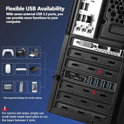 10Gbps PCIe USB 3.2/3.1 Gen 2 Expansion Card 7-Ports (2X USB C and 5X Type-A) PCI Express Card Type C PCI-e USB3 Hub Controller Adapter 4 Independent Power Module