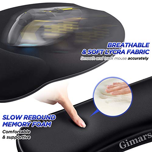 Gimars Upgrade Enlarge Superfine Fibre Soft Smooth Gel Ergonomic Mouse Pad Wrist Support and Keyboard Wrist Rest for Computer, Laptop, Mac, Gaming and Office, Durable, Comfortable and Pain Relief - color: Black