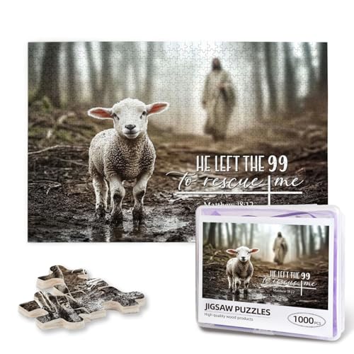 Christian Puzzles for Adults 1000 Pieces Jesus Religious Jigsaw Puzzles Adult Jesus Lamp Picture Puzzles Decor Christian Gifts for Women Man Easter Gift - color: Jesus Save Lamb Puzzle, size: 1000PCS