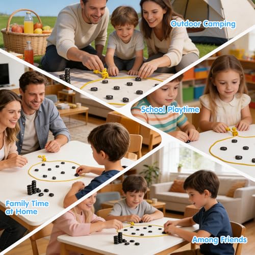 Magnet Game with 32 Stones, Magnetic Chess Game with String, for Family & Party & Travel & Camping, Puzzle Strategy Games