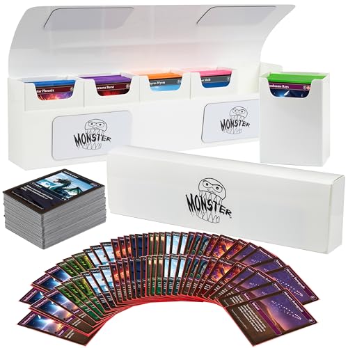 Monster Protectors Magnetic Hydra 5 Deck Box- White, Holds 375 TCG Cards, Self-Locking Closure- Compatible with Pokémon, MTG Magic: The Gathering, & Yu-Gi-Oh | Fits Standard & Small Size Trading Cards - color: White