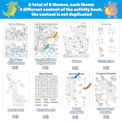 Kalysky 24 Mini Activity Books for Kids 4-12,Mazes,Dot to Dot & Word Games,Party Favors - color: 24 Activity Books