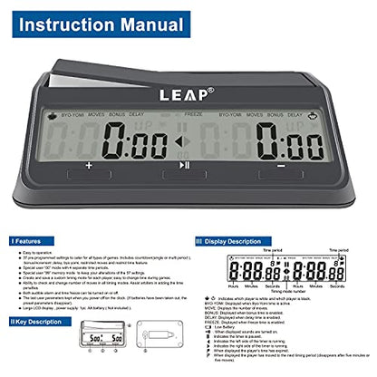 Chess Clock Digital Chess Timer Advanced for Board Game and Chess Timer with 9921 Updated Byo-yomi Bonus & Delay Count Down up Alarm Grey - color: 9921 Grey