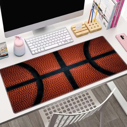 Basketball Large Gaming Mouse Pad Keyboard Desk Pad Extended Mouse Pad Gaming Office Decor, PC Laptop Mouse Pads Large (31.5x151.8 in) with Stitched Edges Non-Slip Base Mousepad XL - color: Basketball