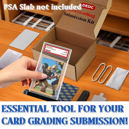 DEDC Card Grading Submission Kit Card Grading Mailing with 5 Stands 25 Semi-Rigid Card Holder 100 Sleeves 2 Rubber Bands and Bubble Wrap Shipping Protector Cleaning Cloth Sealing Sticker (4-Set- PSA) - size: 4-set- PSA