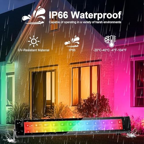 2 Pack 50W 2.4G Remote Control RGB Wall Washer Light with Remote Control & APP Control, for Birthday Party, Garden Lighting, Wall Display, Hotel, Building, Commercial Lighting - size: 50W RGB&3000K*2