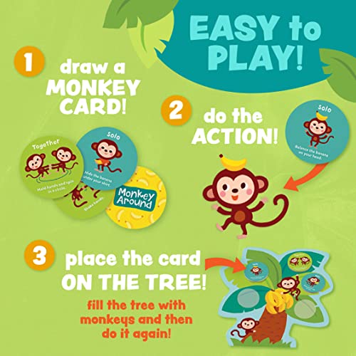 Peaceable Kingdom Monkey Around First Game for Toddlers Interactive play with Parent Ages 2+ | Active first game for toddlers—wiggle, hug and hop through 40 movement cards with a grown-up. Cooperative play, ages 2+ - style: Classic