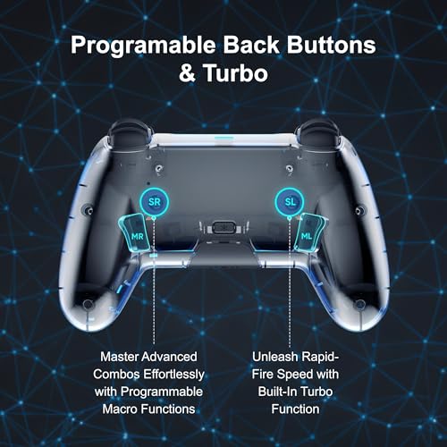 VioraTech Wireless Controller for PS5 with Hall Effect Joysticks, RGB Lighting, Turbo & Macro Functions, Linear Triggers, 6-Axis Sensor, Dual Vibration, Touchpad, Speaker & 3.5mm Audio Jack – Compatible with PS5/Pro/Slim/Mac/Steam Deck/PC