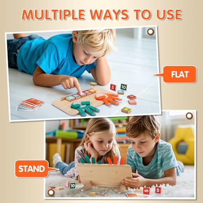 Montessori Toys for 3-5 Year Old, Educational Math Manipulatives Learning Toys for Toddlers 3-5 Years, Number Counting Blocks for Kids, Homeschool Kindergarten Supplies Boys Girls Birthday Gifts