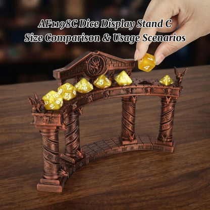 Winged Guardian Dice Holder for a Polyhedral Set, Fantasy RPG Display | Hand-Painted Antique Red Copper; Dragon-Themed Dice Storage Display for TTRPG Collections and Gamer Gifts - AF1198C - color: Dice Display Stand C