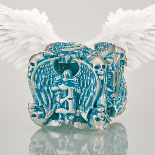 Metal Dice Set, Matt Blue White 7 PCS Skull Hollow D&D Dice Set for Dungeons and Dragon Dice,MTG RPG Role Playing Game(Matte Blue White Skull) - color: Matte Blue White Ts