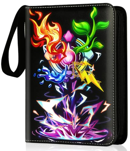 Card Binder for Cards, 4-Pocket Trading Card Binder with 50 Removable Sleeves Fits 400 Cards, Great Creative Design Card Collection Binder Album Gift for Boys Girls Aged 4 to 16 (400 Cards Purple) - color: 400 Cards Purple