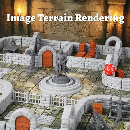 AUSPDICE Dungeon Walls, 40-Piece 28mm DND Terrain Modular System | 40 Straight Walls for Fantasy Tabletop RPGs, Wargaming, Game Masters, Christmas and Halloween Gifts, FF204-Expansion Pack 1 - color: Expansion Pack 1