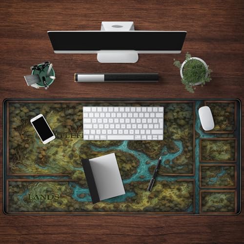 Game Forest Large Mouse Pad XXL Green Map Playmat for MTG Adventure Gaming Deskpad Desk Mat for Keyboard and Mouse Mat with Stitched Edges Anti-Slip Funny Desk Pad, 31.5 X 15.8 in - color: Game Map