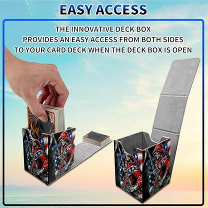 Flag Skull Card Deck Box, MTG Commander Deck Box Card Deck Case for Trading Cards, 100+ Sleeved Cards with PU Leather Magnetic Card Storage Box for TCG CCG Magic Cards - color: Card Deck Box-588