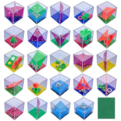 Brain Teaser Puzzle Cubes Party Favors for ADHD Autism Kids Adults 24 Pack Fidget Toy Set Gifts Mini Games Stress Relief Stocking Stuffers Bulk Goodie Bag Filler Treasure Box Classroom Prizes School