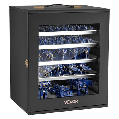 VEVOR Miniatures Storage Case for Warhammer 40k, Fits 2500-3500 Scale Models, Wooden Miniatures Display Holder with 5 Tray, Clear View Miniature Transport Case for Collectibles (Minis Not Included) - size: Large