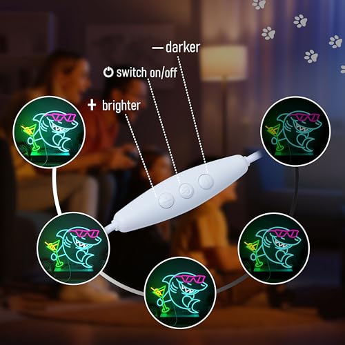 Shark Cocktail Neon Sign Shark Martini Neon light Dimmable LED Sunglasses Shark Light Up Sign for Wall Decor Man Cave Bar Pub Party Home(12.6 * 16.54In) - style: Shark Cocktail