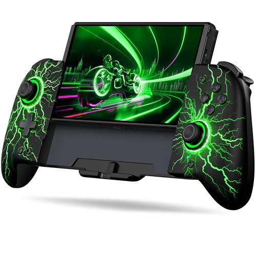 NealGamefy Switch Controllers,Wireless Switch Pro Controller for Nintendo Switch/OLED Controller,Upgrade Full-Size Ergonomic One Piece Handheld Controller with Programmable,TURBO,Vibration - color: Black-lightning
