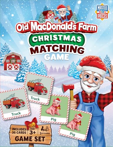 Masterpieces Officially Licensed Old Macdonald Christmas Picture Matching Card Game for Families - style: Old MacDonald's Farm Christmas