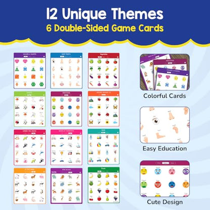 Smartivity Memory Game for Kids Ages 3+ Years | Fun Matching Game - 12 Theme Cards & 3 Level Challenges I Birthday Gift for Boys & Girls I Preschool Learning Toy for 3,4,5,6 Years Age