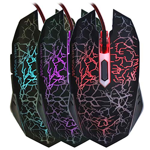 Brrnoo Ergonomic Wired Gaming with RGB Breathing Lights, Optical Sensor & DPI for PC, Laptop & Desktop