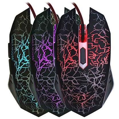Brrnoo Ergonomic Wired Gaming with RGB Breathing Lights, Optical Sensor & DPI for PC, Laptop & Desktop