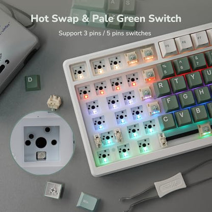 RK ROYAL KLUDGE M75 Wireless Mechanical Keyboard 2.4Ghz/BT5.1/USB-C Gaming Keyboard 75% Layout 81 Keys Gasket Mount with OLED Display & Knob RGB Backlight Hot-Swappable Pale Green Switch, Green - color: Green, size: Pale Green Switch