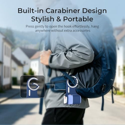 Upgraded Mag-Safe Magnetic Camera Handle Grip with Extended Magnetic Phone Mount with Carabiner & Thumb Rest, Detachable Rechargeable Shutter Remote Compatible with iPhone Pro Max for Video Calls/TK - color: Blue, size: ARCO Biner