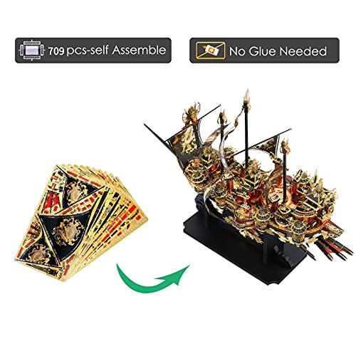 Piececool 3D Metal Puzzles Ship Models Kits to Build for Adults, The Wind Breaker Ship Model Building Kit, Brain Teaser DIY Craft Gifts for Teens Man Woman Family- 709 Pcs - color: Wind Breaker Ship