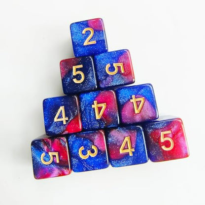 10 Pieces Polyhedral D6 Dice Set, 6 Sided Dice 16mm Square Edge Dice for RPG MTG DND Table Games (Red Blue) - color: Red Blue