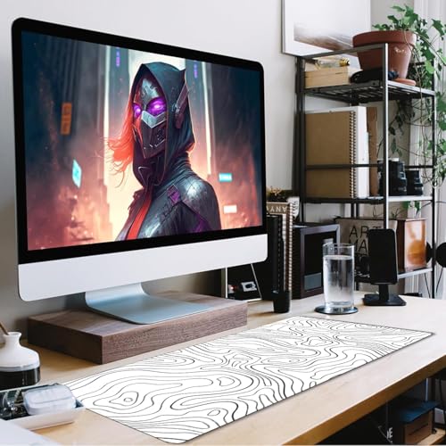 Gaming Mouse Pad, Large Mouse Pads Waterproof Extra Large Big Mouse Pad with Stitched Edge, XXXL Non-Slip Black Computer Mousepad for Gamer, Office & Home, Black Line - color: Black Lines, size: 35.4L x 15.7W inches