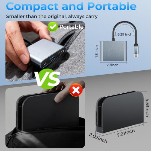 Switch 2 Dock,Portable USB C Docking Station with 4K@60Hz~120Hz HDR/PD Max100W/USB Port,Aluminum Alloy Travel TV Dock for Switch/Steam Deck/ROG Xbox Ally X/Legion Go 1/2/S - size: Normal Model