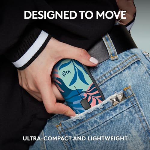 Logitech M340 Compact Ambidextrous Silent Wireless Mouse - Blue Floral | Silent clicks, with 2.4 GHz USB-A Nano Receiver, 3 non-customizable buttons, 18-months battery, Windows Mac Chrome compatible - color: Blue Floral