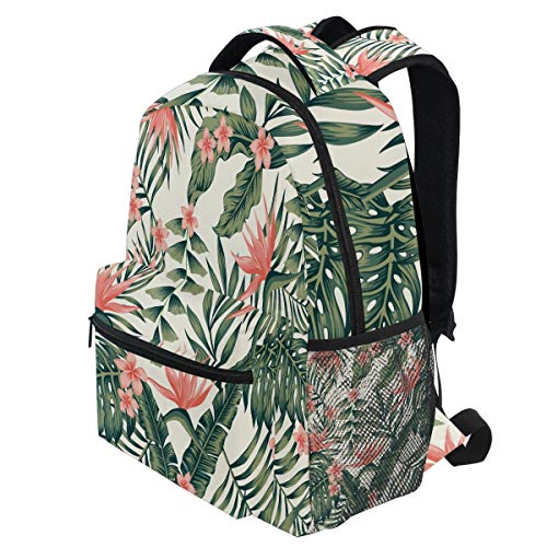 Tropical Palm Leaves Flower Backpacks Pink Florals School Book Travel College Shoulder Bag for Women Men Boys - color: Multi Pattern 6