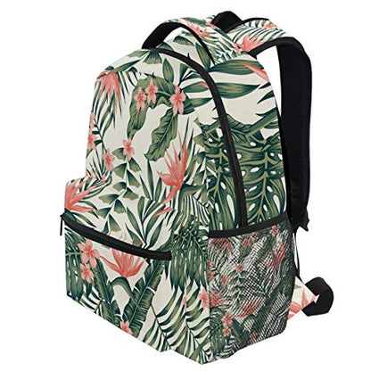 Tropical Palm Leaves Flower Backpacks Pink Florals School Book Travel College Shoulder Bag for Women Men Boys - color: Multi Pattern 6