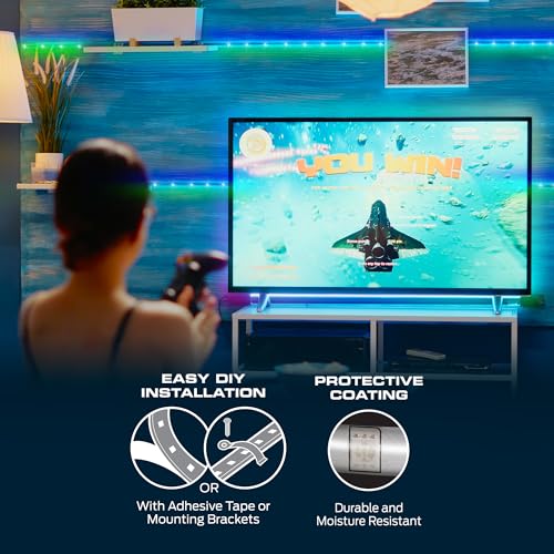 Monster Smart RGB+IC LED Strip Lights 25ft – Sound Reactive Strip Lights for Bedroom, App & Voice Control, RGB Light Strip for Room, Alexa Google Home, Razer Chroma Sync - 230 RGB+IC LED Lights - size: 25ft