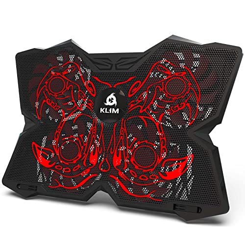 KLIM Wind Laptop Cooling Pad - More Than 500,000 Units Sold - New Version - Powerful Rapid Action Laptop Cooler - Laptop Stand with 4 Cooling Fans - 2 USB Ports - PC Mac PS5 PS4 Xbox One - Cobra Red - color: Red