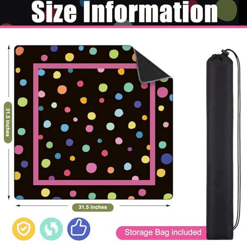 Drydiet Mahjong Mat for Table 31.5 x 31.5 Inch American Mahjong Mat with Carrying Bag, Non-Slip Noise Reduction Table Item for Family Poker Domino Board Game Night & Party Use(Polka Dot) - style: Polka Dot