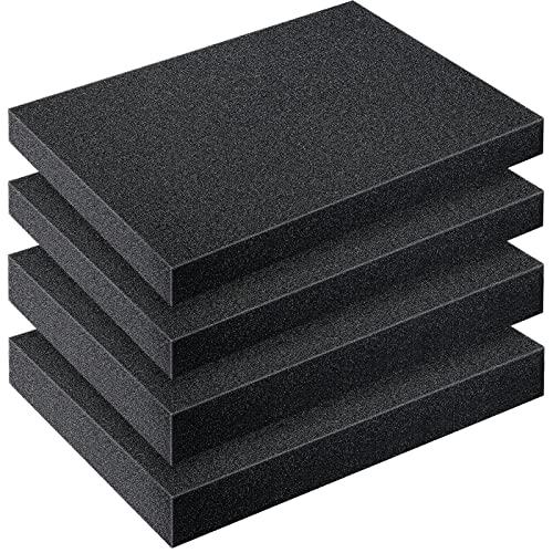 Outus 4 Pcs Cuttable Polyurethane Foam Pads Craft Foam Insert for Cases Packing Padding Camera Toolbox Storage(16 x 12 x 1.5 Inch, 16 x 12 x 2 Inch,Black) - color: Black, size: 16 x 12 x 1.5 Inch, 16 x 12 x 2 Inch