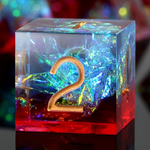 Shiny D&D Dice,DNDND Handmade Double Layers Sharp Edge Die with Gift Case for D&D Dungeons and Dragon Games (Red and Blue) - color: Red and Blue