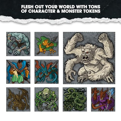 Dungeon Craft Fallen Kingdom DND Map – Double-Sided, Water-Resistant Terrain Set with 1-Inch Grid Overlay – Hundreds of Pieces for Cut, Place & Play - style: DND Map