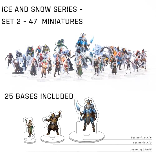 iPEAU|Dungeons and Dragons Arctic Miniatures DND Starter Set for Beginner 47 Minis for D&D 5E Flat Plastic Figures for Pathfinder TTRPG Tabletop RPG Games Accessories Gift for DM - style: 2d-mini-ArcticB