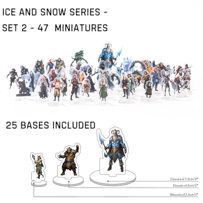 iPEAU|Dungeons and Dragons Arctic Miniatures DND Starter Set for Beginner 47 Minis for D&D 5E Flat Plastic Figures for Pathfinder TTRPG Tabletop RPG Games Accessories Gift for DM - style: 2d-mini-ArcticB